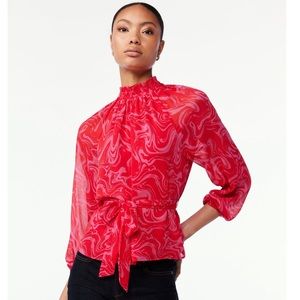 🆕 SMOCKED NECK WAIST TIE TOP Size M (8-10)